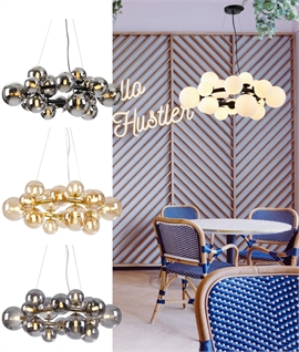 Suspended Circular Pendant with 16 Glass Globe Shades 