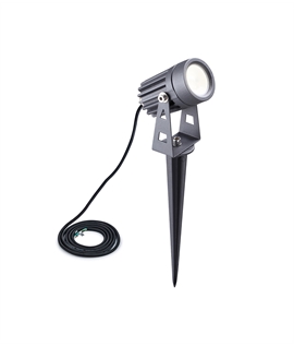Clapham Spike-Wall Light, 1 x 3W LED, 3000K, 210lm, 30 Degree, IP65, c-w 2m Cable, Grey-Black, 3yrs Warranty