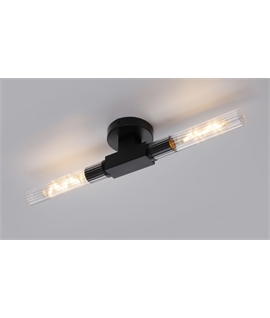 Clari Flute 2 Light Wall-Ceiling, E27, IP44, Satin Black
