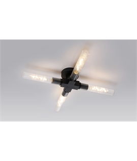 Clari Flute 4 Light Ceiling, E27, IP44, Satin Black