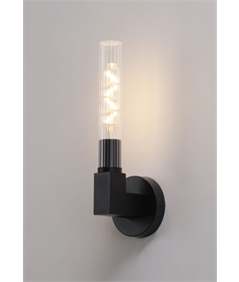 Clari Flute 1 Light Wall, E27, IP44, Satin Black