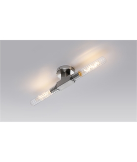 Clari Flute 2 Light Wall-Ceiling, E27, IP44, Satin Nickel