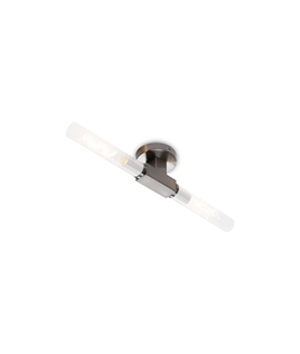 Satin Nickel & Ribbed Glass Double Wall or Ceiling Light