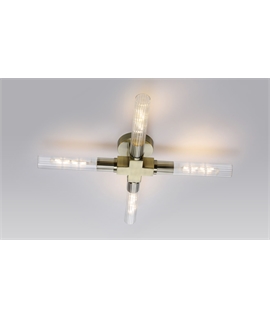 Clari Flute 4 Light Ceiling, E27, IP44, Antique Brass