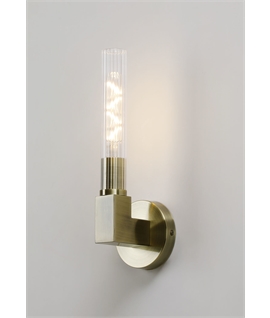 Clari Flute 1 Light Wall, E27, IP44, Antique Brass
