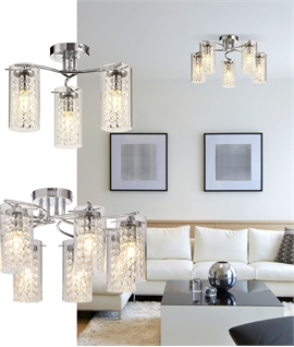 Flush Mounted Chrome & Clear Glass with Crystal Ceiling Light