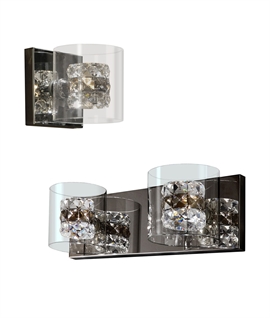 Clear Glass and Crystal Chrome Wall Light