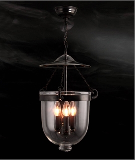 Timeless Illumination - Antique Bronze Georgian Bell Jar Lantern with Chain Suspension Timeless Illumination - Antique Bronze Georgian Bell Jar Lantern with Chain Suspension