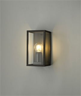 Graphite Black & Clear Glass Flush Lanter Wall Light - IP54