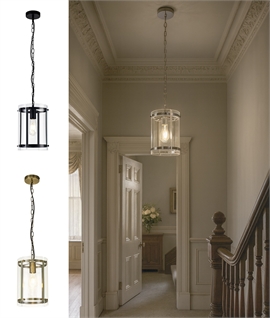 Clear Circular Glass Hallway Pendant - Chain Link Suspension