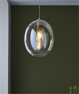 Tinted Glass Globe Pendant with Satin Brass Lampholder