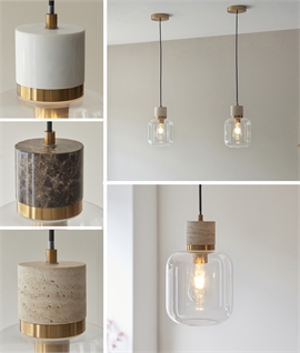 Clear Glass & Brass Pendant with Decorative Lampholder