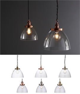 Modern Industrial Clear Glass Pendant - 2 Sizes