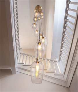 Cascading Long Drop 13 Light Fitting - Perfect for Stairwells Drop 3.4m