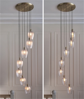 Cascading Long Drop 7 Light Fitting - Perfect for Stairwells Drop 2.3m
