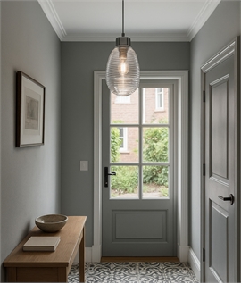 Rippled Blown Glass & Chrome Light Pendant Dia 280mm Flex 2 Metres