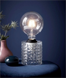 Etched Glass Bare Bulb Table Lamp