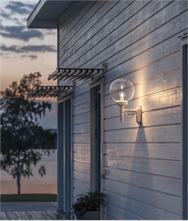 Exterior Wall Lantern with Clear Glass Globe - White or Black