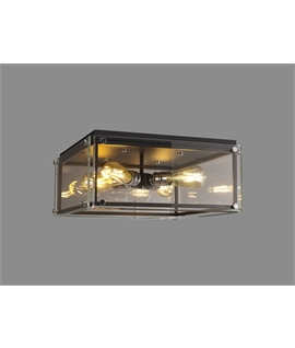 Clear Vue Flush, 4 Light E27, Matt Black - Chrome - Clear Glass