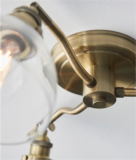 Vintage Antique Brass Triple Lamp Semi Flush Ceiling Light