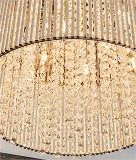 Chrome Flush Mounted Ceiling Light - Clear Crystals