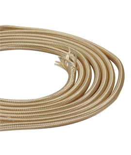 1m Gold Braided 2-Core 0.75mm Electrical Cable 