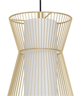 Hourglass Metal Cage & White Glass Pendant Light