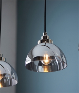 Nickel and Mirrored Glass 3 Light Linear Pendant