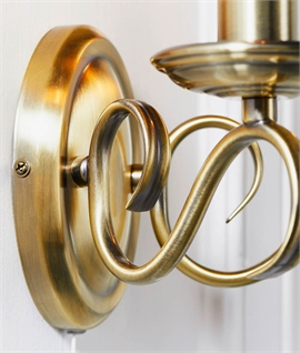 Antique Brass Double Arm Wall Light with Pull Cord Antique Brass Double Arm Wall Light with Pull Cord