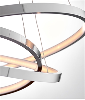 LED Chrome Triple Ring Suspended Pendant 