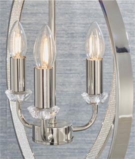 Crystal Adorned Polished Nickel Globe Pendant Light