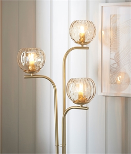 Triple Lustre Glass and Brushed Brass Floor Lamp
