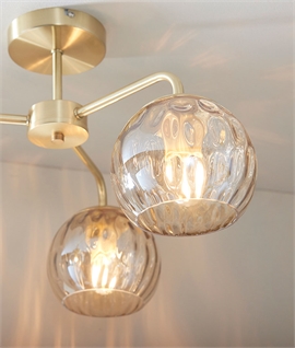 Brushed Gold and Dimpled Glass Semi Flush Ceiling Light