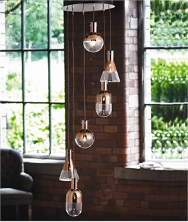 Copper Cluster Pendant Light - 6-Light Glass Ceiling Fixture