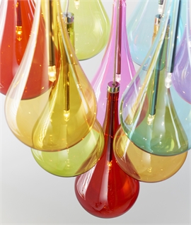 Modern 10 Light Multi-Coloured Glass Teardrop Cluster Pendant
