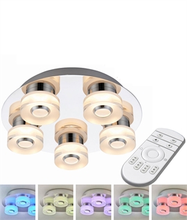 LED Colour Changing Bathroom Ceiling Light - 5 Lamp