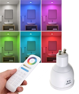 GU10 RGB-W Colour Changing LED Lamp - Retrofitable colour & CCT for Mains Downlights and Fixtures