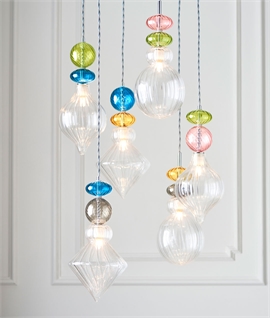 Elegant 6-Light Coloured Glass Drop Pendant in Middle Eastern Design