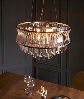 Tiered Crystal Chandelier with Wire Suspension – Luxurious Lighting