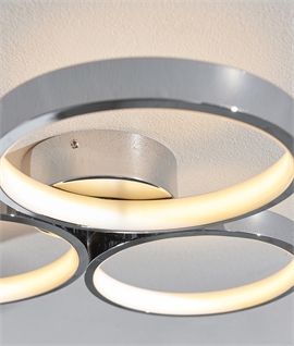Triple Ring Semi-Flush LED Ceiling Light in Chrome