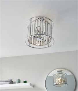 Glamorous Semi-Flush Ceiling Light - Chrome & Crystal