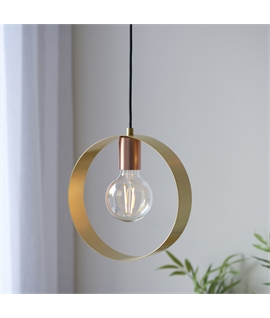 Metal Hoop Single Bare Bulb Pendant