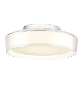 Soft Bathroom Ceiling Light - Double Glass Opaline and Clear
