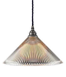 Clear Reeded Glass Coolie Shade Pendant