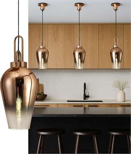 Pear Shape Copper Fade Glass Single Pendant - Height 53.5cm Pear Shape Copper Fade Glass Single Pendant - Height 53.5cm