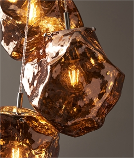 Glass Molten Rock Style Triple Cluster Pendant