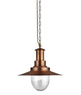 Contemporary Fisherman Style Hanging Light Pendant - Copper Plated