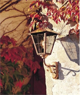 Copper & Glass Exterior Wall Lantern with Scroll