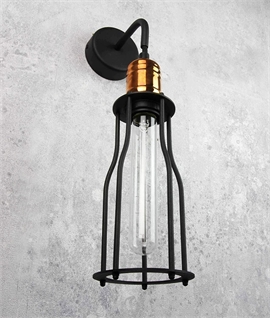 Industrial Style Black and Copper Cage Wall Light