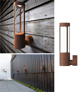 Modernistic Tall Slim Exterior LED Wall Light - Corten Finish